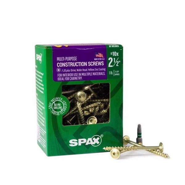 Keen 10 x 2.5 in. Multi-Material No. T-20 Plus Wafer Head Construction Screws, Yellow- 1 lbs, 75PK KE3310450 - main